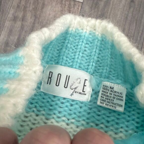 Vintage Striped mock neck chunky knit sweater - Picture 4 of 4